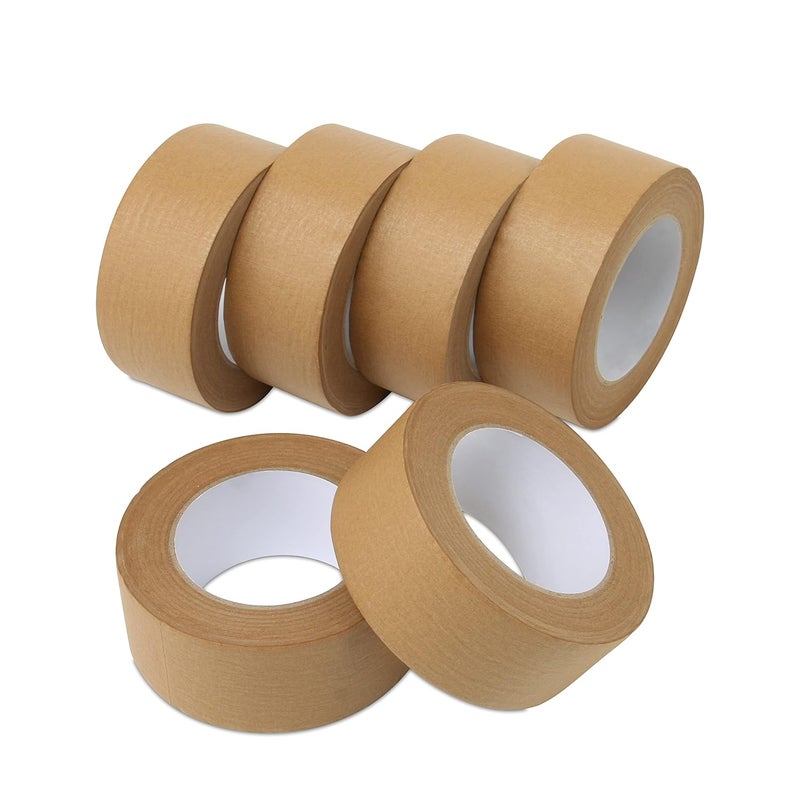 Lichamp Kraft Packing Tape, Brown Kraft Gummed Tape for Packing Boxes, Shipping Cardboard and Carton Sealing, 6 Rolls x 2 inch x 55 Yard x 7 mil, B206BN - Image 1
